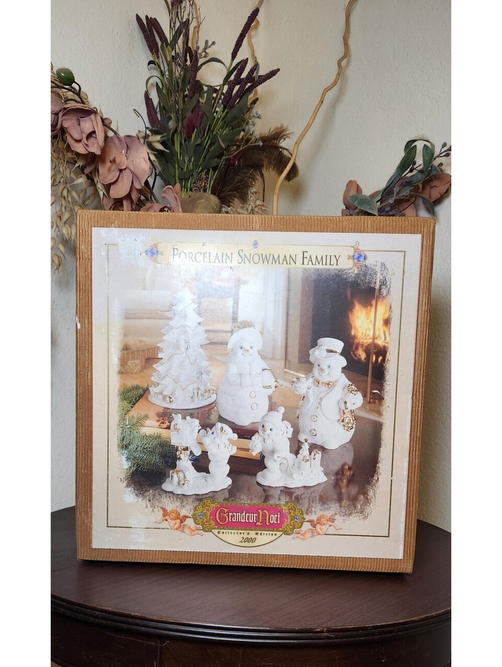 NIB Grandeur Noel Porcelain Snowman Family 2000 Collectors Edition 5  Sealed